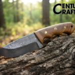 8-Inch Hand-Forged Damascus Knife with Olive Wood Handle