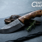 8-Inch Hand-Forged Damascus Knife with Olive Wood Handle