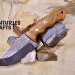 8-Inch Hand-Forged Damascus Knife with Olive Wood Handle