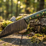 Handmade Damascus Hunting Knife: 11" Firestorm Twist with Green Micarta Handle