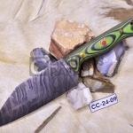 Handmade Damascus Hunting Knife: 11" Firestorm Twist with Green Micarta Handle