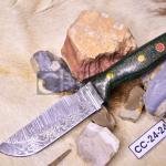 Handmade Damascus Survival Knife: 9" Bonfire Pattern with Green Jute Micarta Handle