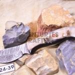 Handmade Damascus Skinning Knife: 3" Bonfire Blade with Ram Horn Handle