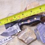 Handmade Damascus Skinning Knife: 6.5" Bonfire Pattern with Black Bull Horn Handle