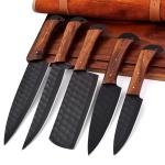 5-Piece Handmade High-Carbon Steel Chef Knife Set with Leather Roll