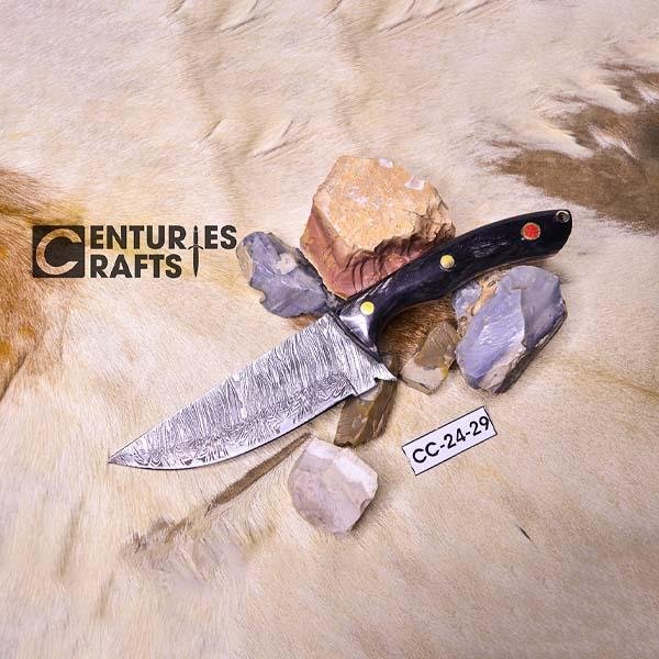 Rugged Precision: 10-Inch Damascus Steel Hunting Knife